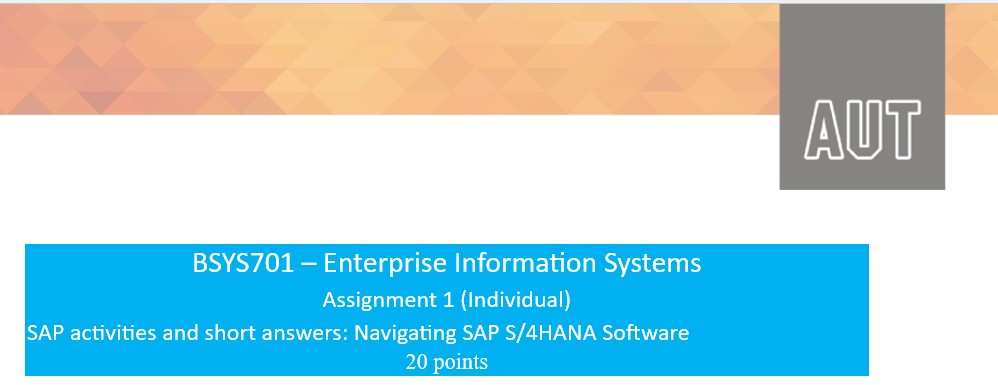 BSYS701 Enterprise Information Systems Individual Assignment 1 , 2026