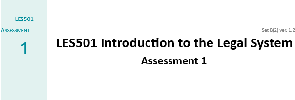 LES501 Introduction to the Legal System Assessment 1, 2026 Open Polytechnic